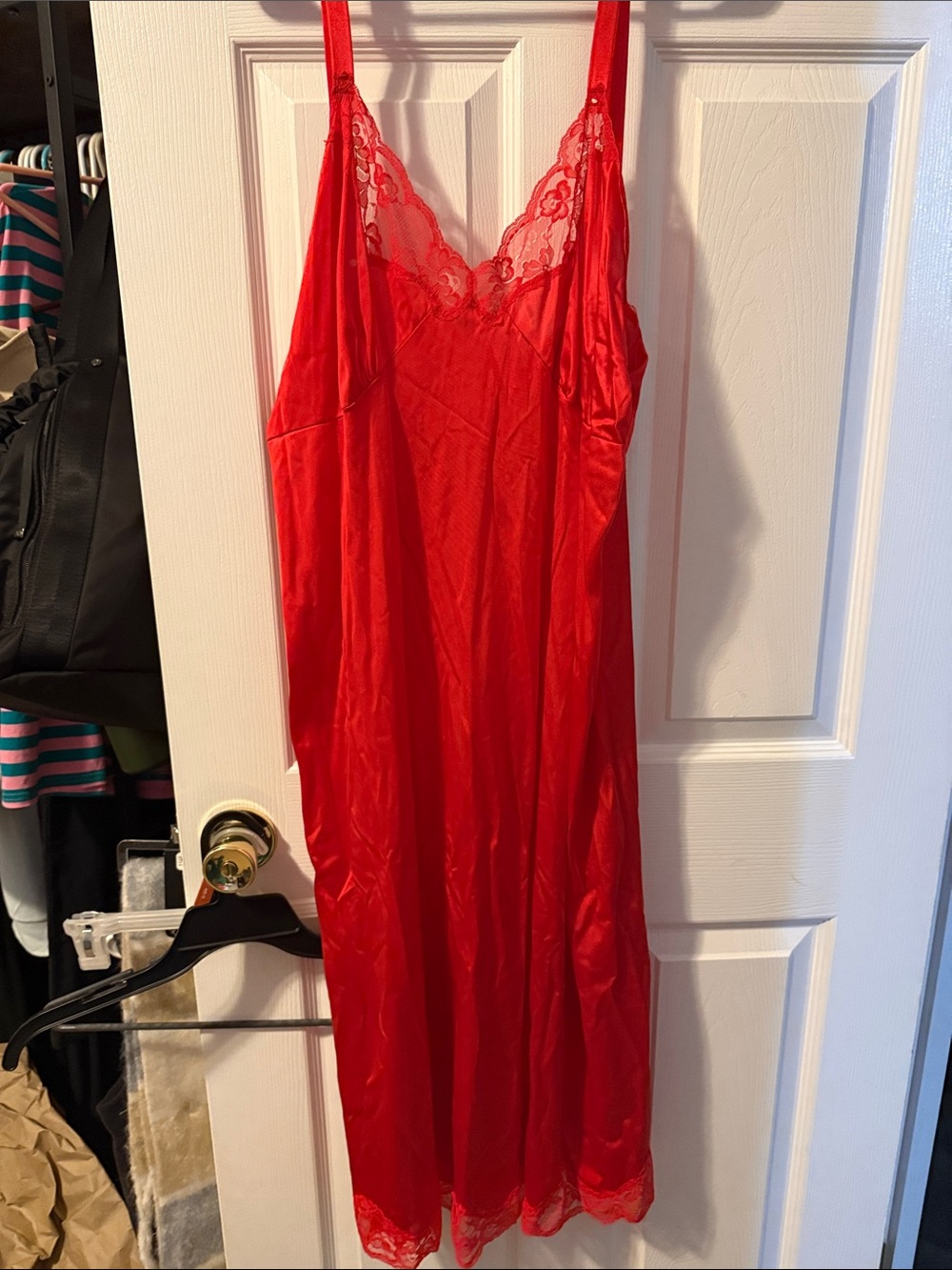 Red Lace-Trim Slip Nightgown - Women's Intimates